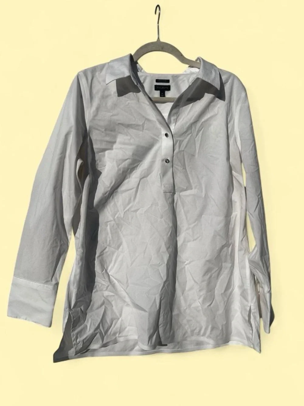 Talbots White Long Sleeve Button-Popover Shirt